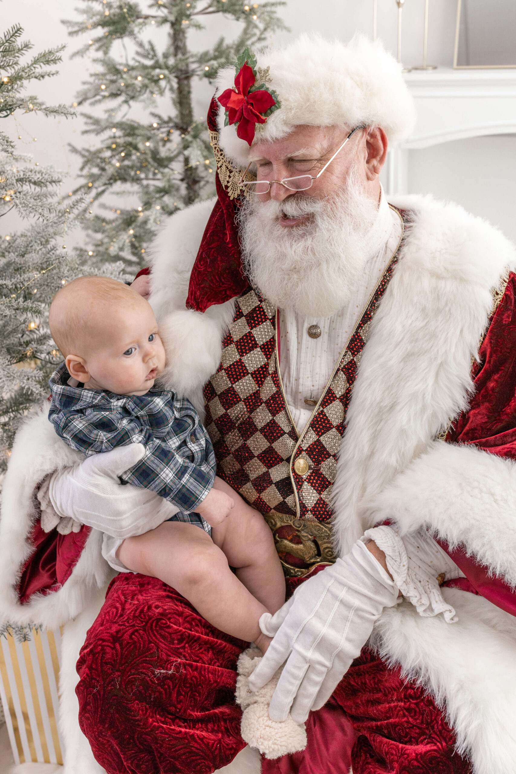 Santa with a newborn baby in Orange County